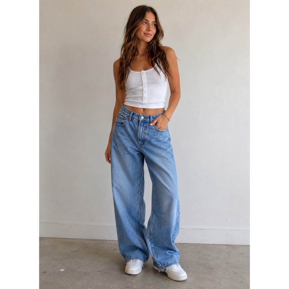 Abercrombie & Fitch Ankle Straight Ultra High Rise Jeans Light Wash Blue 28 6S